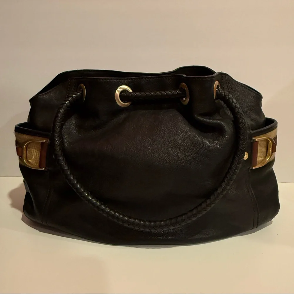 Cole Haan Small Denney Bag Black Chestnut Spectator Saddle Unit Style B21826